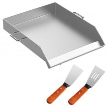 VEVOR Parrilla Plana de Acero Inoxidable de 81 x 43 x 5,6 cm, Placa de Bandejas Triples con 2 Cuchillas, Placa de Olla Plana Universal, Ranura de Grasa para Barbacoa Fiestas de Cocina Restaurantes