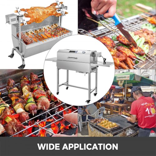 VEVOR Barbacoas de Carbón Parrilla con Ruedas para Jardín Exterior BBQ Barbacoa de Carbón 27.5 x 79 cm Tradicional de Parrilla de Carbón Barbacoa con Tapa 4 Rollos Gran Cantidad
