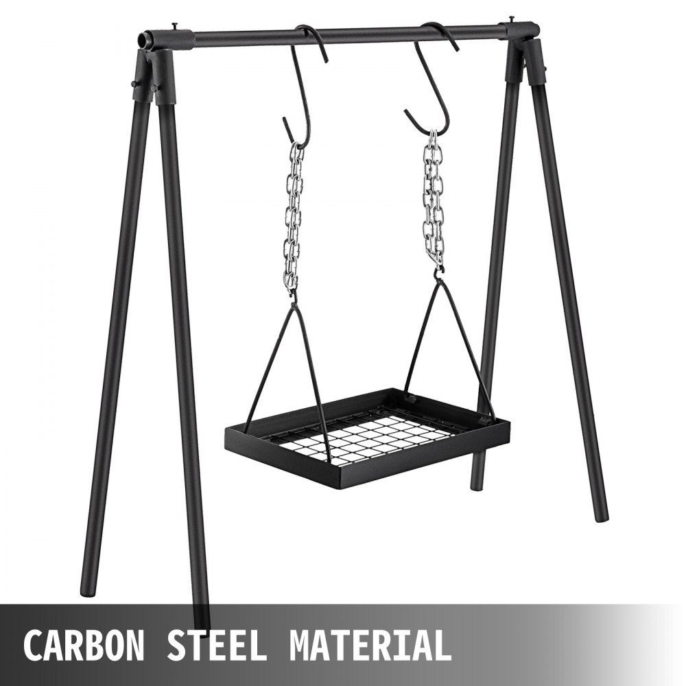 VEVOR Barbacoa Portátil, Soporte de Cocina para Fogata de Acero al Carbono, Equipo de Cocina para Fogatas Negro, Parrilla de Cocina para Fogatas, Cocina para Campamentos, Cocina al Aire Libre