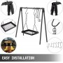 VEVOR Barbacoa Portátil, Soporte de Cocina para Fogata de Acero al Carbono, Equipo de Cocina para Fogatas Negro, Parrilla de Cocina para Fogatas, Cocina para Campamentos, Cocina al Aire Libre
