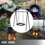 VEVOR Barbacoa Portátil, Soporte de Cocina para Fogata de Acero al Carbono, Equipo de Cocina para Fogatas Negro, Parrilla de Cocina para Fogatas, Cocina para Campamentos, Cocina al Aire Libre