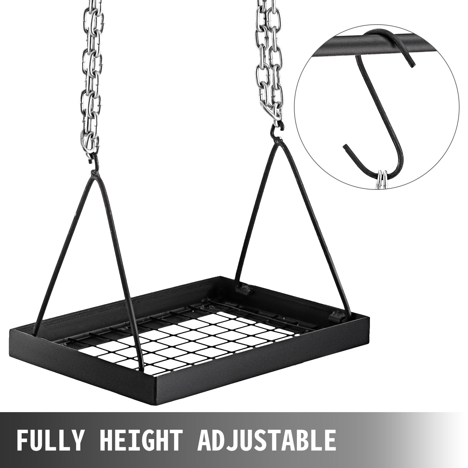 VEVOR Barbacoa Portátil, Soporte de Cocina para Fogata de Acero al Carbono, Equipo de Cocina para Fogatas Negro, Parrilla de Cocina para Fogatas, Cocina para Campamentos, Cocina al Aire Libre