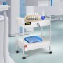 VEVOR Carro de laboratorio de 2 niveles carro médico de acero inoxidable Carga de 100 kg carro de servicio con ruedas giratorias de 360° para laboratorio, salón de belleza, hospital, uso dental