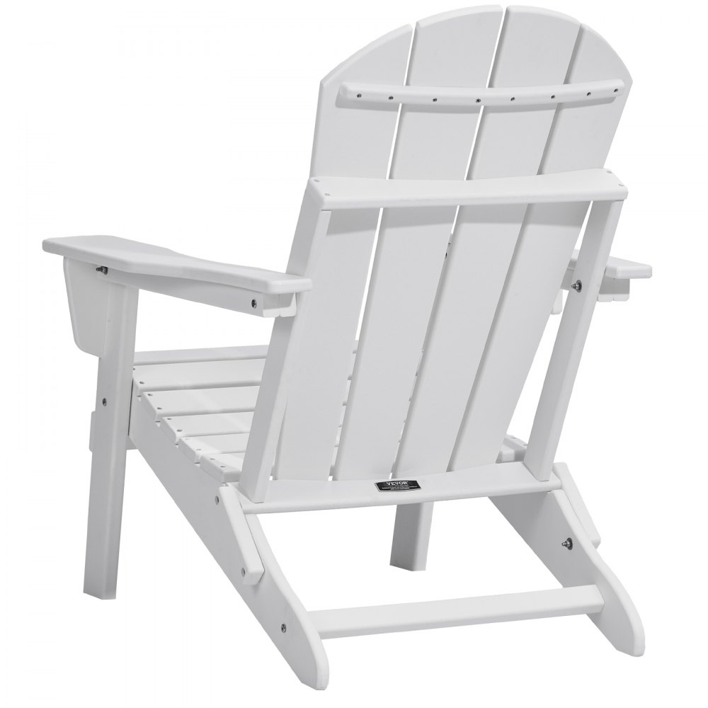 VEVOR Adirondack Chair made of plastic, set of 2, weatherproof, portable, foldable, fire pit chair, outdoor Adirondack patio chair with drink holder, relaxing armrests, ergonomic, for garden, backyard – White