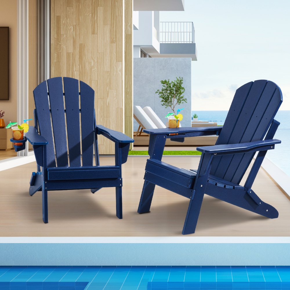 VEVOR 2 Juegos de Sillas Adirondack para Jardín 800 x 755 x 915 mm Azul Marino