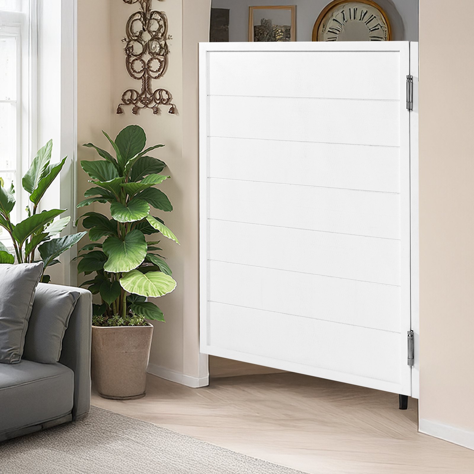 VEVOR Saloon Doors, 805x1060x28 cm, Single Swing Doors, Square Design with Hinges & Fittings Kit, Easy to Install, for Hallway, Kitchen, Bar, Cafes, Pub, Entrance, White