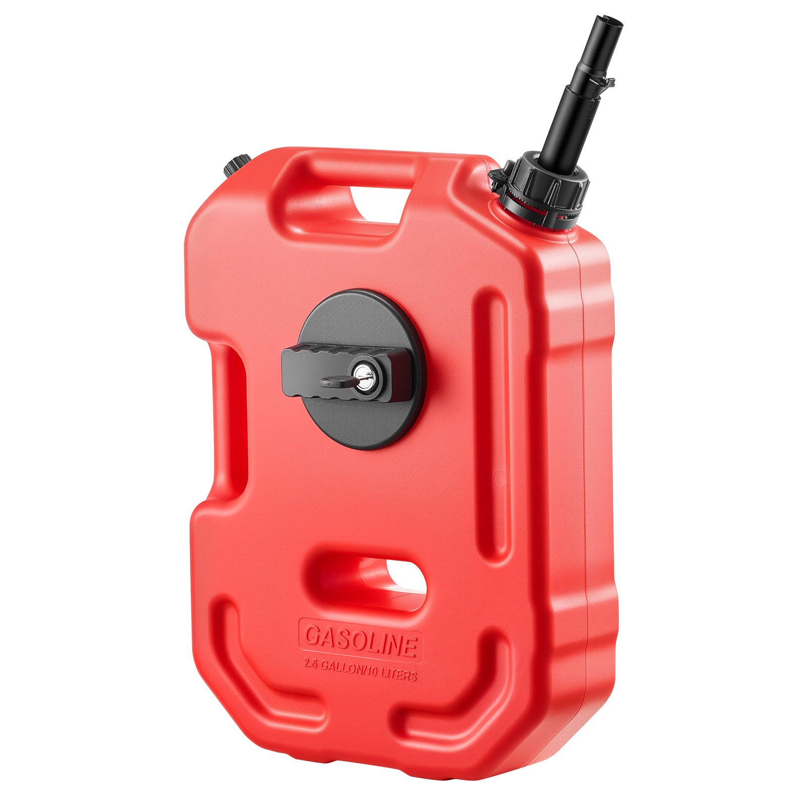 VEVOR Bidón de Gasolina de 10 L, Tanque de Combustible de HDPE y PP con Pico y Cerradura, Caudal Máximo de 15 L/min, a Prueba de Fugas, para la Mayoría de Autos, Motocicletas, ATV, UTV, Rojo, 1 Pieza