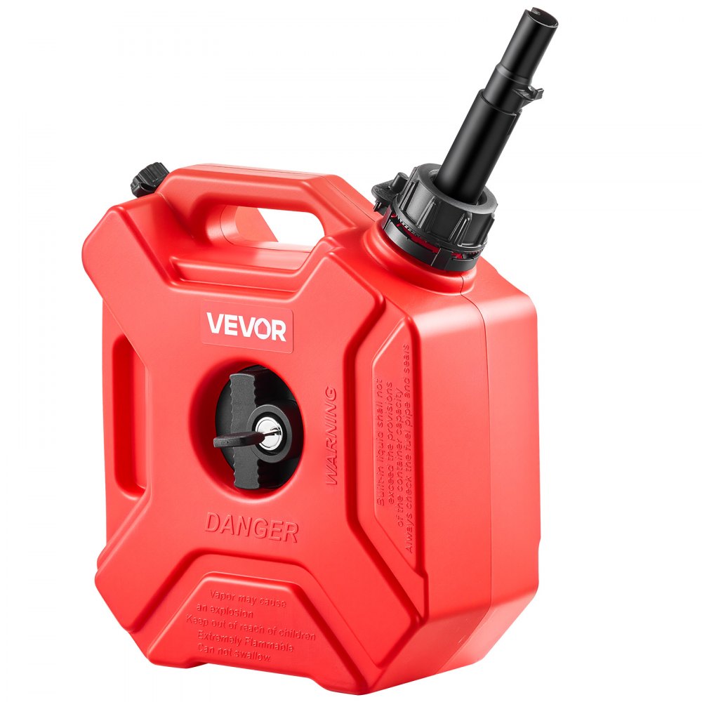 VEVOR Bidón de Gasolina de 5 L, Tanque de Combustible de HDPE y PP, con Pico y Cerradura, Caudal Máximo de 15 L/min, a Prueba de Fugas, para la Mayoría de Autos, Motocicletas, ATV, UTV, Rojo, 1 Pieza