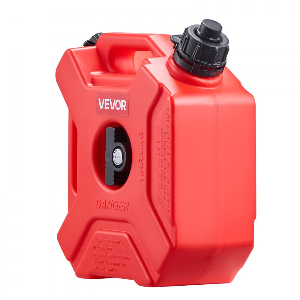 VEVOR Bidón de Gasolina de 5 L, Tanque de Combustible de HDPE y PP, con Pico y Cerradura, Caudal Máximo de 15 L/min, a Prueba de Fugas, para la Mayoría de Autos, Motocicletas, ATV, UTV, Rojo, 1 Pieza