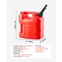 VEVOR Bidón de Gasolina de 9,5 L, Tanque de Combustible de HDPE y PP, con Pico y Escala, Caudal Máximo de 15 L/min, a Prueba de Fugas, para la Mayoría de Autos, Motocicletas, ATV, UTV, Rojo, 1 Pieza