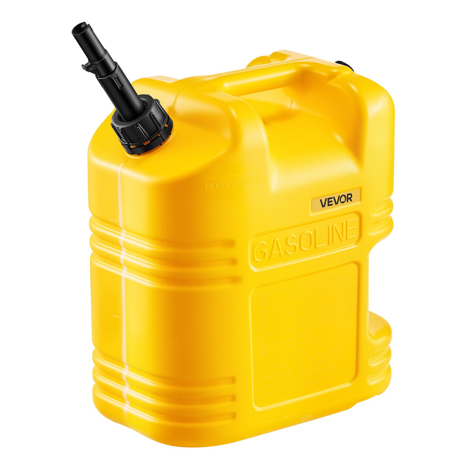 VEVOR Bidón de Gasolina 19 L, Tanque de Combustible de HDPE y PP, con Pico y Escala, Caudal Máximo de 15 L/min, a Prueba de Fugas, para la Mayoría de Autos, Motocicletas, ATV, UTV, Amarillo, 1 Pieza