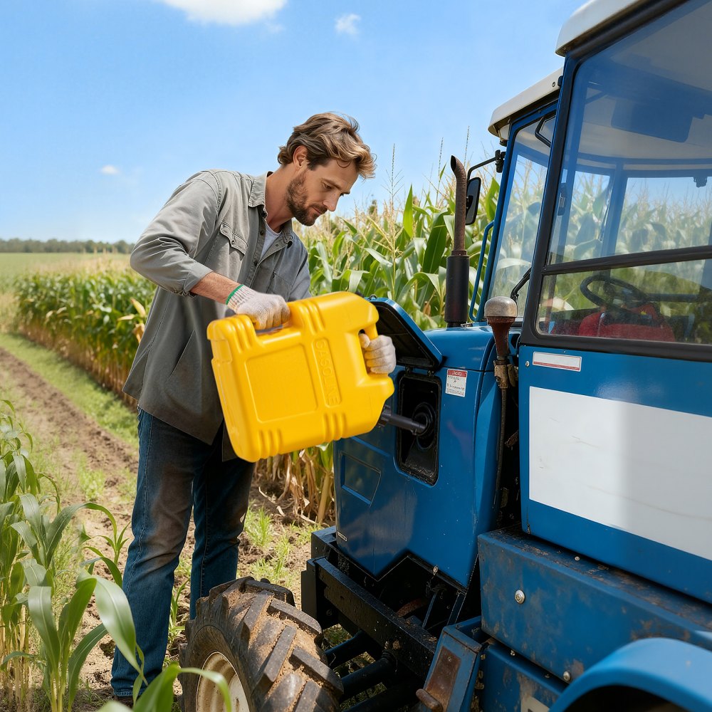 VEVOR Bidón de Gasolina 19 L, Tanque de Combustible de HDPE y PP, con Pico y Escala, Caudal Máximo de 15 L/min, a Prueba de Fugas, para la Mayoría de Autos, Motocicletas, ATV, UTV, Amarillo, 2 Piezas