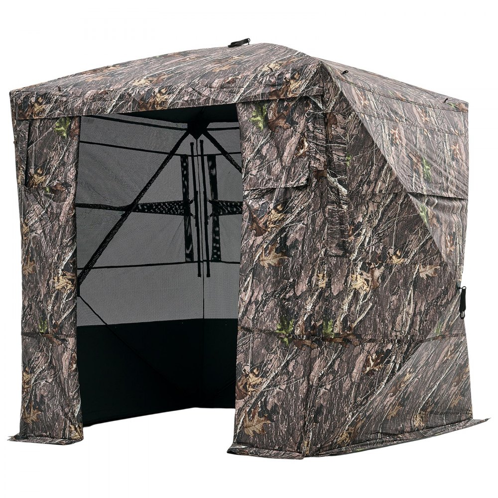 VEVOR Persiana de Caza Transparente a 4 o 5 Personas con Bolsa de Transporte, Carpa Camuflaje Portátil de 270 Grados, con Puerta y Ventana Magnéticas, para Pavos y Ciervos, 1780 x 1780 x 2000 mm