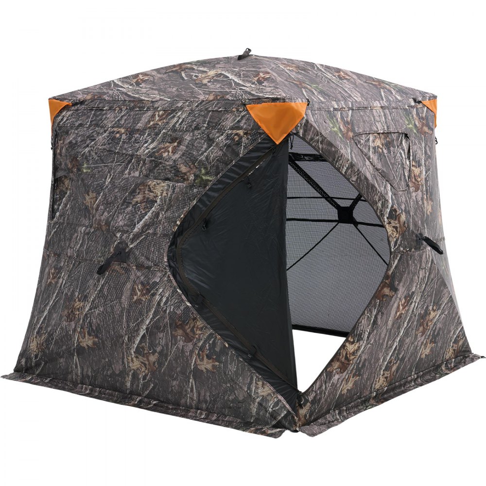 VEVOR Tienda de Caza Portátil Visión de 270° Puesto de Caza Plegable para 4-5 Personas con Bolsa de Transporte Tienda de Camuflaje Resistente Malla de Visión Unidireccional, 2205 x 2205 x 1750 mm