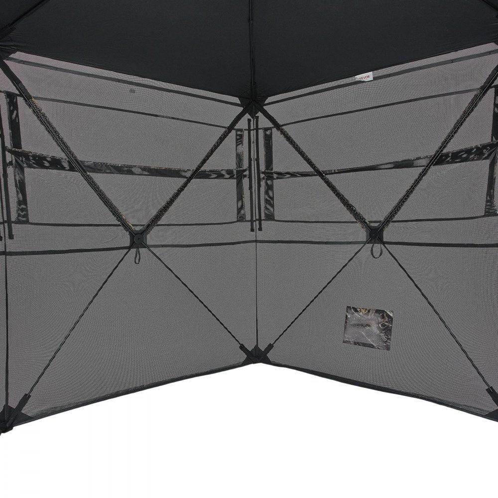 VEVOR Persiana de Caza Portátil Transparente de 288 Grados y 5 Lados con Bolsa de Transporte, para 6-7 Personas, Camuflaje, con Puerta, Ventana Silenciosas y Cremallera, para Pavos y Ciervos