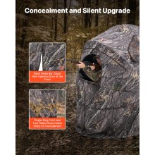 VEVOR Persiana de Caza Individual con Bolsa de Transporte, Camuflaje, Refugio Oculto Reforzado y Duradero con Puerta y Ventana Silenciosas con Cremallera, a Pavos y Ciervos， 1130 x 920 x 1350 mm