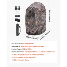 VEVOR Persiana de Caza Individual con Bolsa de Transporte, Camuflaje, Refugio Oculto Reforzado y Duradero con Puerta y Ventana Silenciosas con Cremallera, a Pavos y Ciervos， 1130 x 920 x 1350 mm