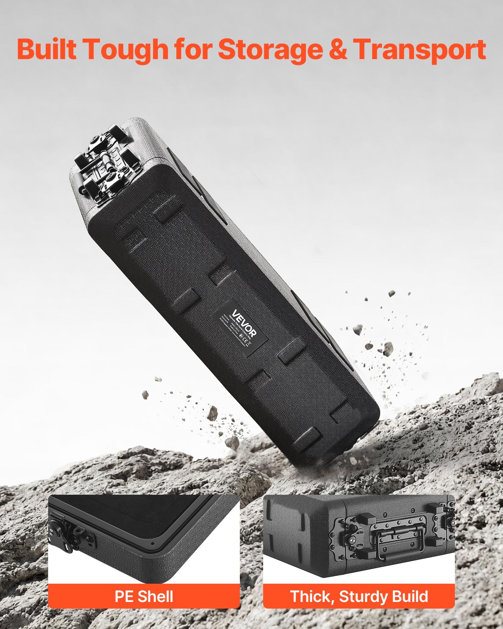 VEVOR Maleta para Rack 2U Profundidad de 260 mm, Caja de Soporte de Sonido con Compartimento para Micrófono, Carcasa para Audio, Construcción de Polietileno, Cierres Empotrados, para Amplificador