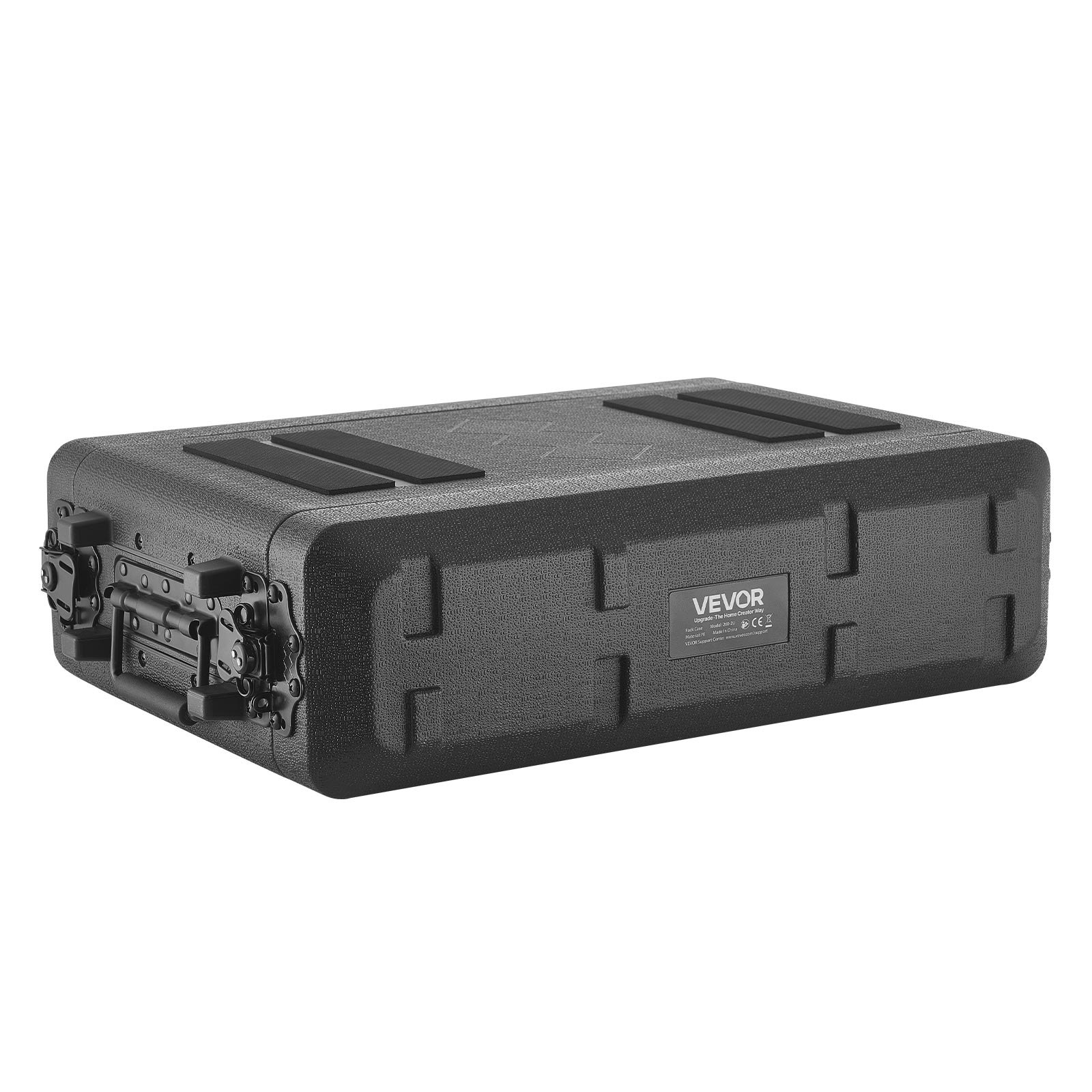VEVOR Maleta para Rack 2U Profundidad de 260 mm, Caja de Soporte de Sonido con Compartimento para Micrófono, Carcasa para Audio, Construcción de Polietileno, Cierres Empotrados, para Amplificador