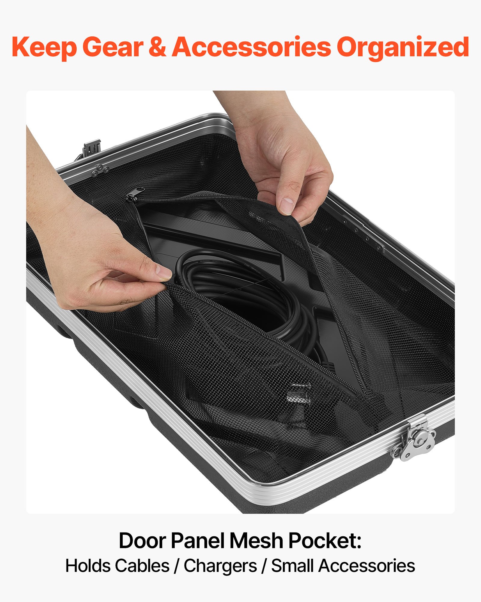 VEVOR Maleta para Rack 4U Profundidad de 480 mm, Caja de Soporte de Sonido con Construcción ABS, Cierres Empotrados, Carcasa para Audio, Cubierta Frontal y Trasera Desmontables, para Amplificador