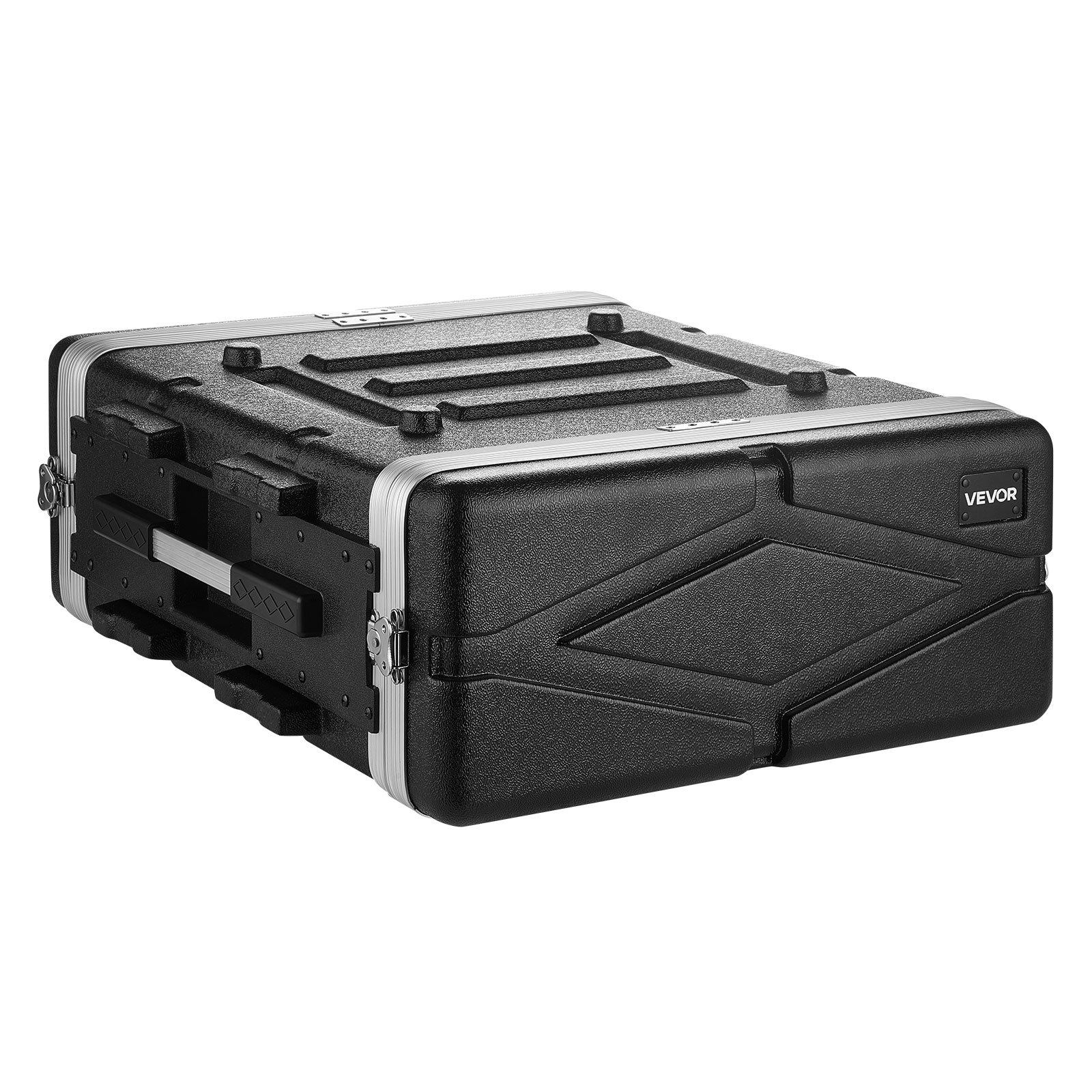 VEVOR Maleta para Rack 4U Profundidad de 480 mm, Caja de Soporte de Sonido con Construcción ABS, Cierres Empotrados, Carcasa para Audio, Cubierta Frontal y Trasera Desmontables, para Amplificador