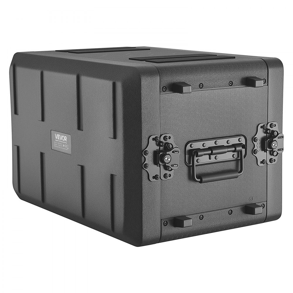 VEVOR Maleta para Rack 6U Profundidad de 260 mm, Caja de Soporte de Sonido con Compartimento para Micrófono, Carcasa para Audio, Construcción de Polietileno, Cierres Empotrados, para Amplificador