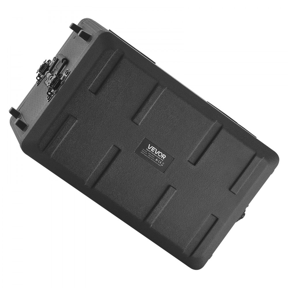 VEVOR Maleta para Rack 6U Profundidad de 260 mm, Caja de Soporte de Sonido con Compartimento para Micrófono, Carcasa para Audio, Construcción de Polietileno, Cierres Empotrados, para Amplificador