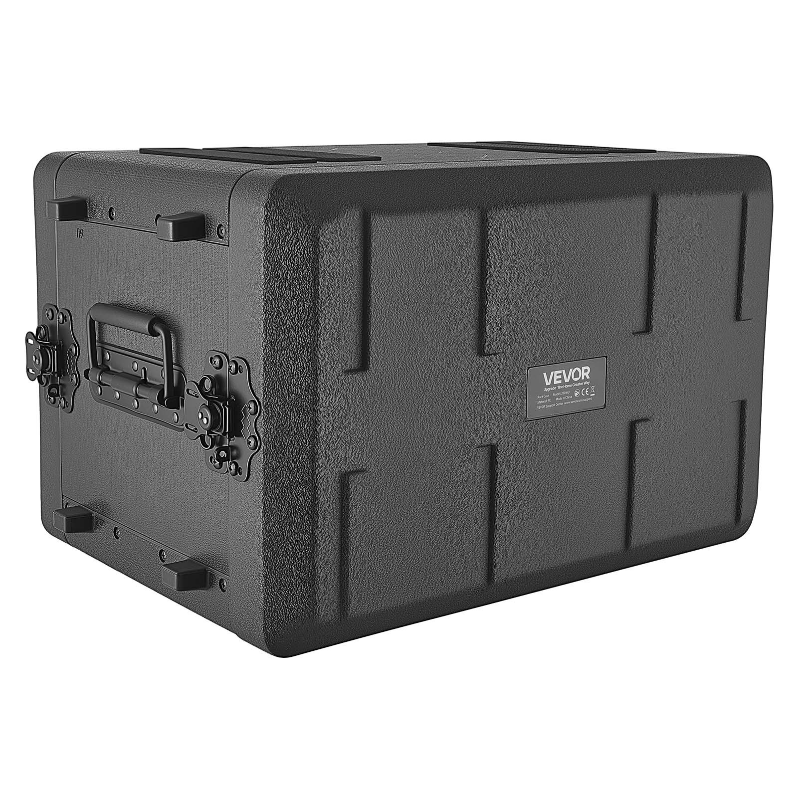 VEVOR Maleta para Rack 6U Profundidad de 260 mm, Caja de Soporte de Sonido con Compartimento para Micrófono, Carcasa para Audio, Construcción de Polietileno, Cierres Empotrados, para Amplificador
