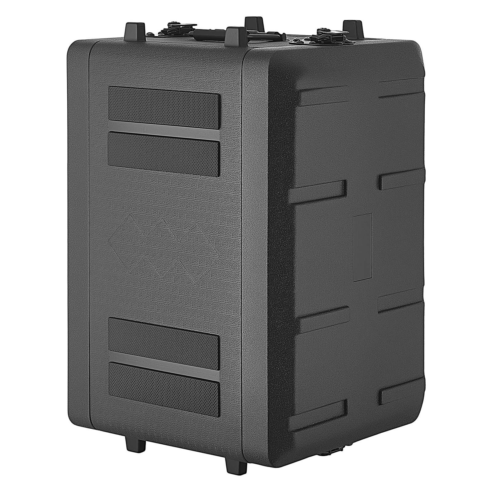 VEVOR Maleta para Rack 6U Profundidad de 260 mm, Caja de Soporte de Sonido con Compartimento para Micrófono, Carcasa para Audio, Construcción de Polietileno, Cierres Empotrados, para Amplificador