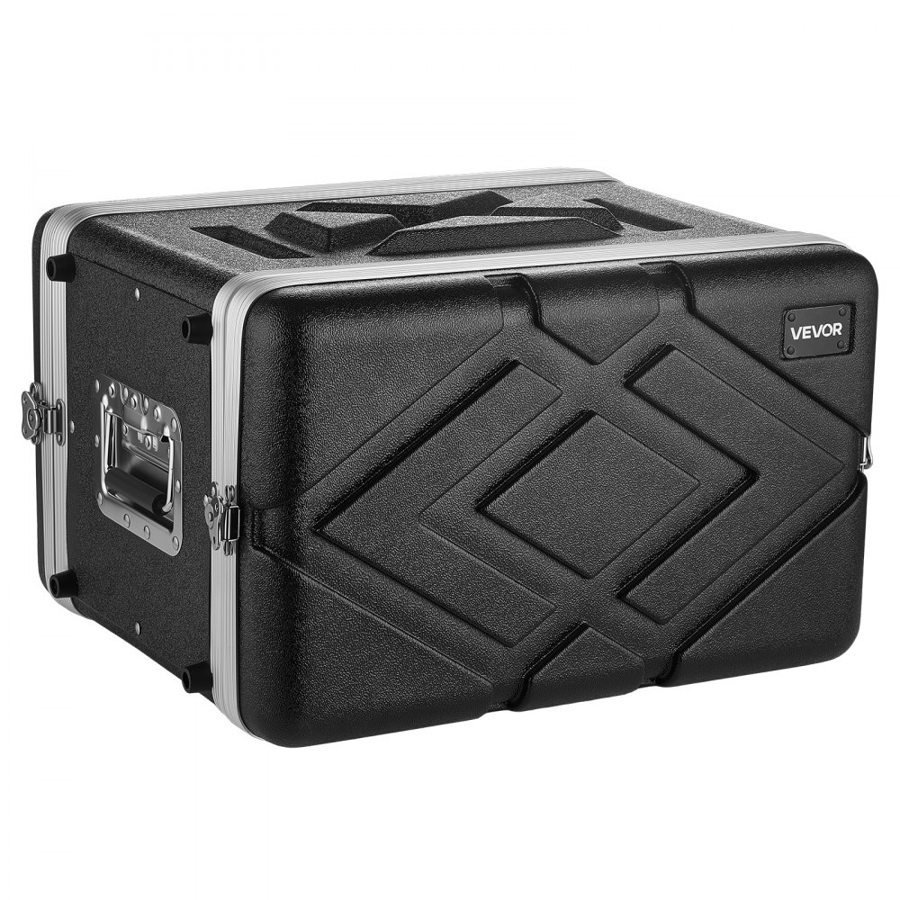 VEVOR Maleta para Rack 6U Profundidad de 310 mm, Caja de Soporte de Sonido con Construcción ABS, Cierres Empotrados, Carcasa para Audio, Cubierta Frontal y Trasera Desmontables, para Amplificador