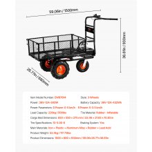 VEVOR Carretilla Eléctrica de 1500 x 680 x 930 mm Capacidad de 226 kg, Negro