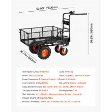 VEVOR Carretilla Eléctrica de 1500 x 680 x 930 mm Capacidad de 300 kg, Negro