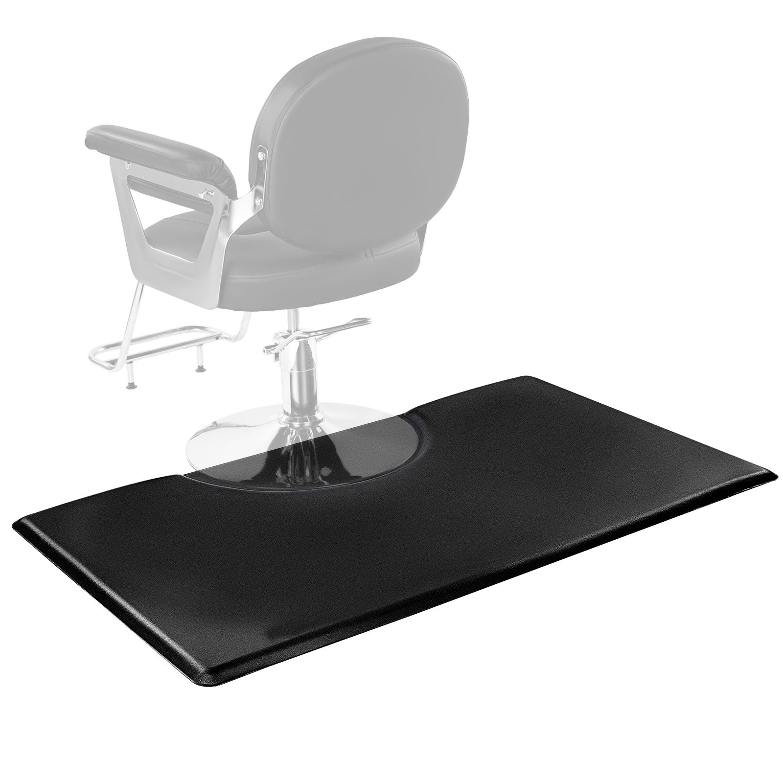 VEVOR Alfombrilla de Peluquería Rectangular, Antifatiga, Cómoda y Elegante, de PVC + PU, con Corte Redondo, Bordes Biselados Antirretroceso y Base Antideslizante, 1525 x 915 x 23 mm, Negro Mate