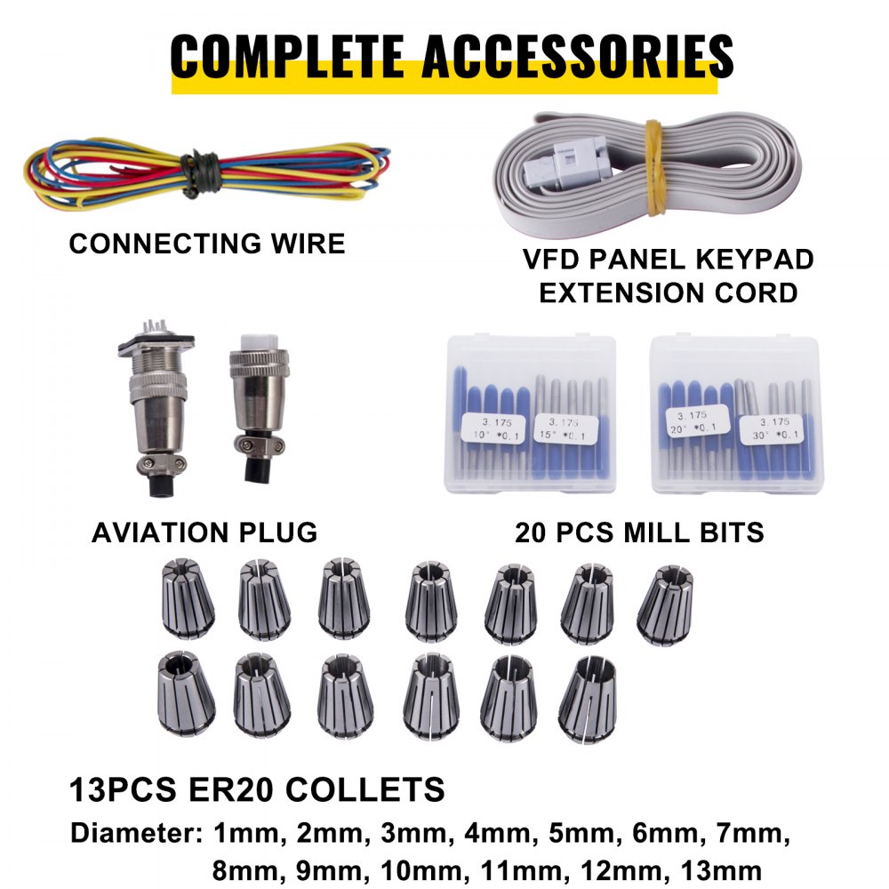 Vevor 2,2kw 220v Kit De Motor Del Husillo Cnc Refrigerado Por Agua Pinzas Er20
