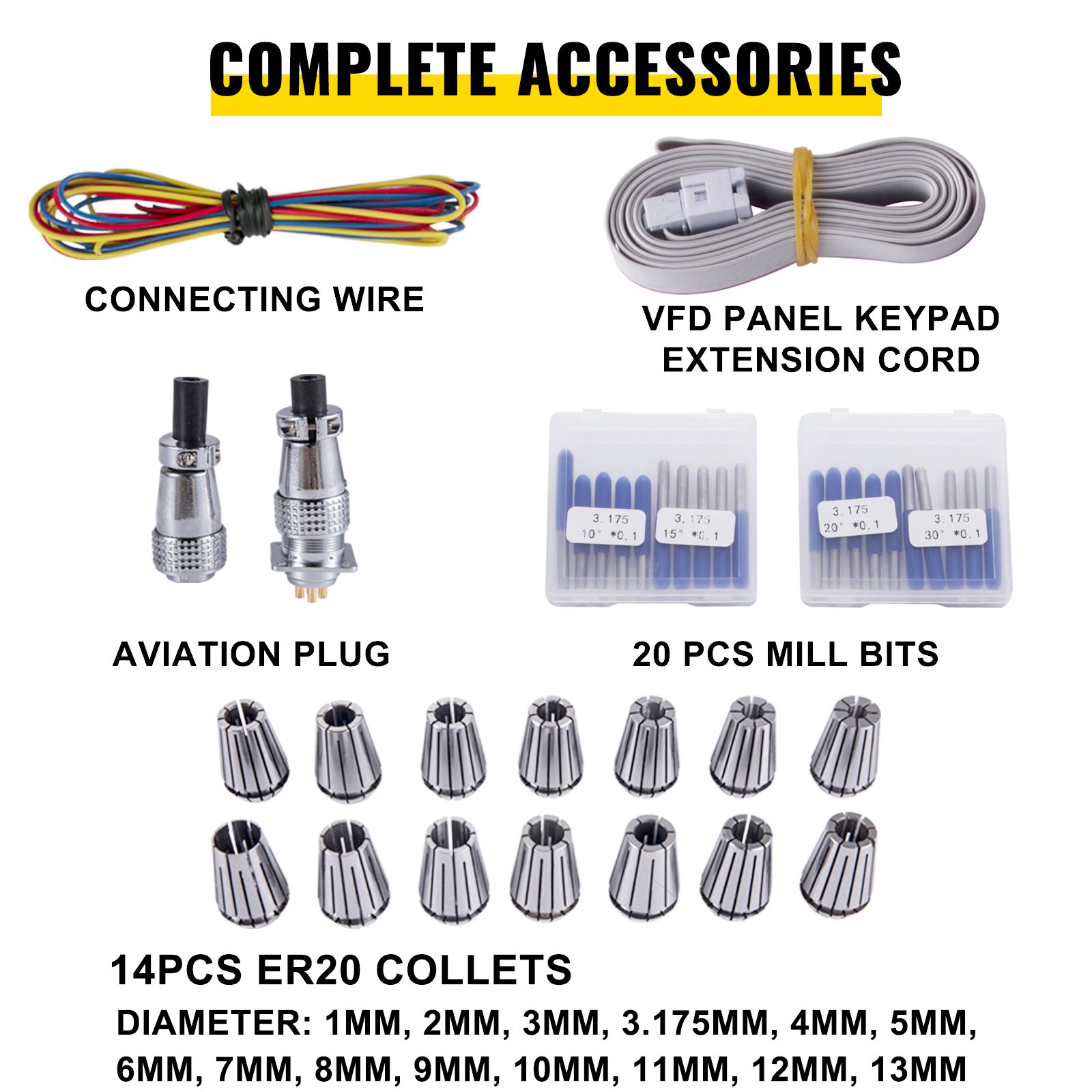 Vevor 3kw 220v Kit De Motor Del Husillo Cnc Refrigerado Por Agua Pinzas Er20