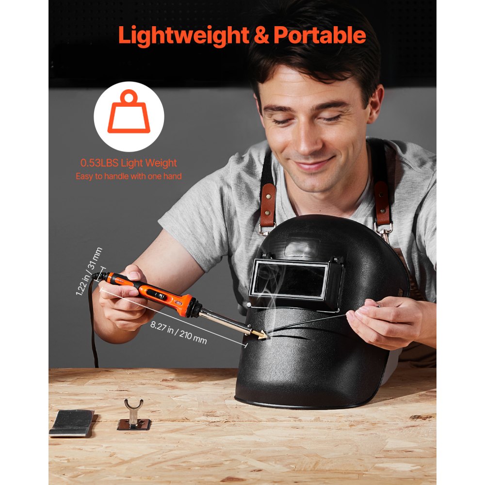 VEVOR Kit de Soldador de Plástico de Doble Potencia de 60 W/100 W con 3 Puntas de Soldadura y 20 Varillas de Soldadura, para Parachoques de Automóviles, Dispositivos Electrónicos, 210 x 31 x 34 mm