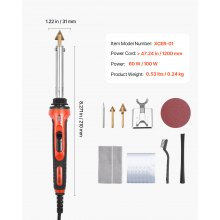 VEVOR Kit de Soldador Plástico 60 W/100 W 3 Puntas 20 Varillas 210 x 31 x 34 mm