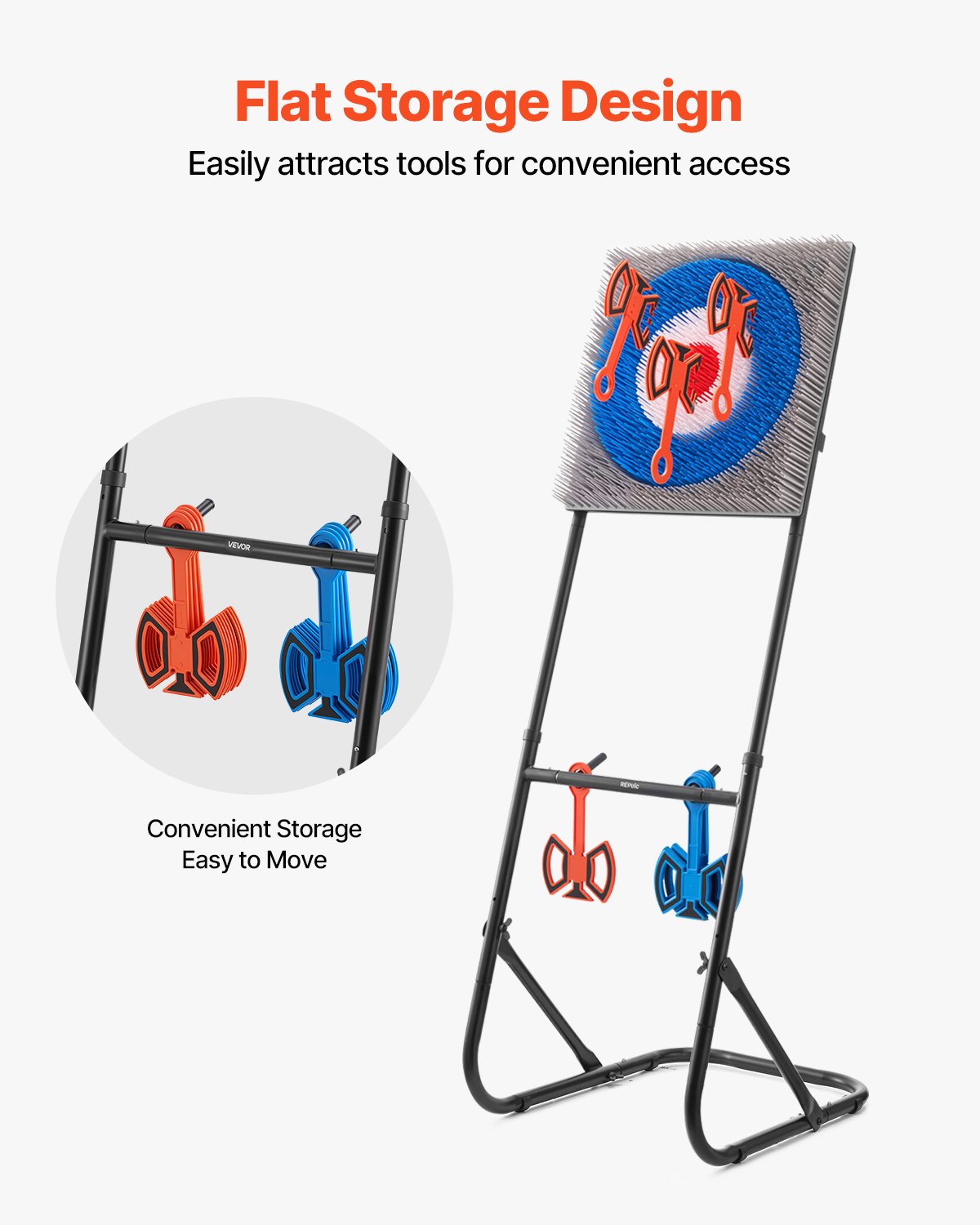 VEVOR Ax Throwing Game Set, Plastic Bristle Target with 8 Throwing Axes & Foldable Steel Frame, Easy to Store, Game for Outdoor / Indoor Backyard and Carnival Games 48 x 140 x 69 cm
