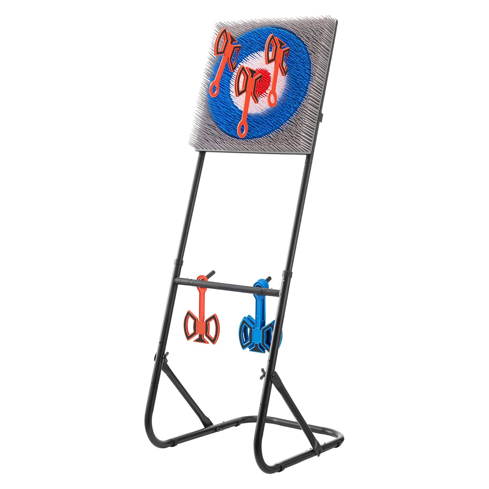 VEVOR Ax Throwing Game Set, Plastic Bristle Target with 8 Throwing Axes & Foldable Steel Frame, Easy to Store, Game for Outdoor / Indoor Backyard and Carnival Games 48 x 140 x 69 cm
