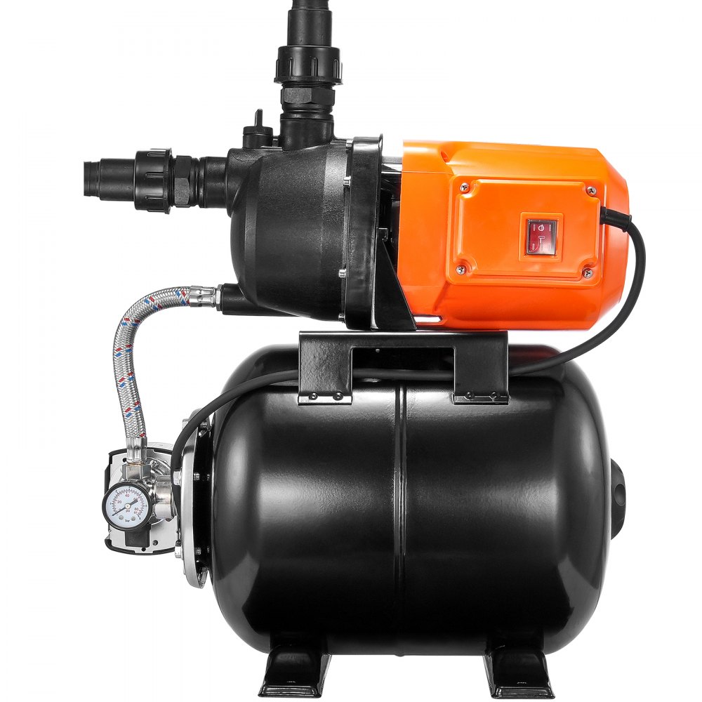 Bomba para pozos poco profundos VEVOR de 1 HP con tanque de presión, 1000 GPH/3700 L/H, bomba de refuerzo de agua de riego automática con elevación de 164 pies, interruptor de presión de 20/40 PSI, cabezal de bomba termoplástico para césped de jardín doméstico
