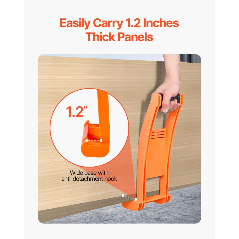 VEVOR 2 PCS Transportador de Paneles de Yeso con Asas para Madera Contrachapada, Herramienta de Plástico ABS con Capacidad de Carga de 79,8 kg para Madera Contrachapada, Tableros de Partículas