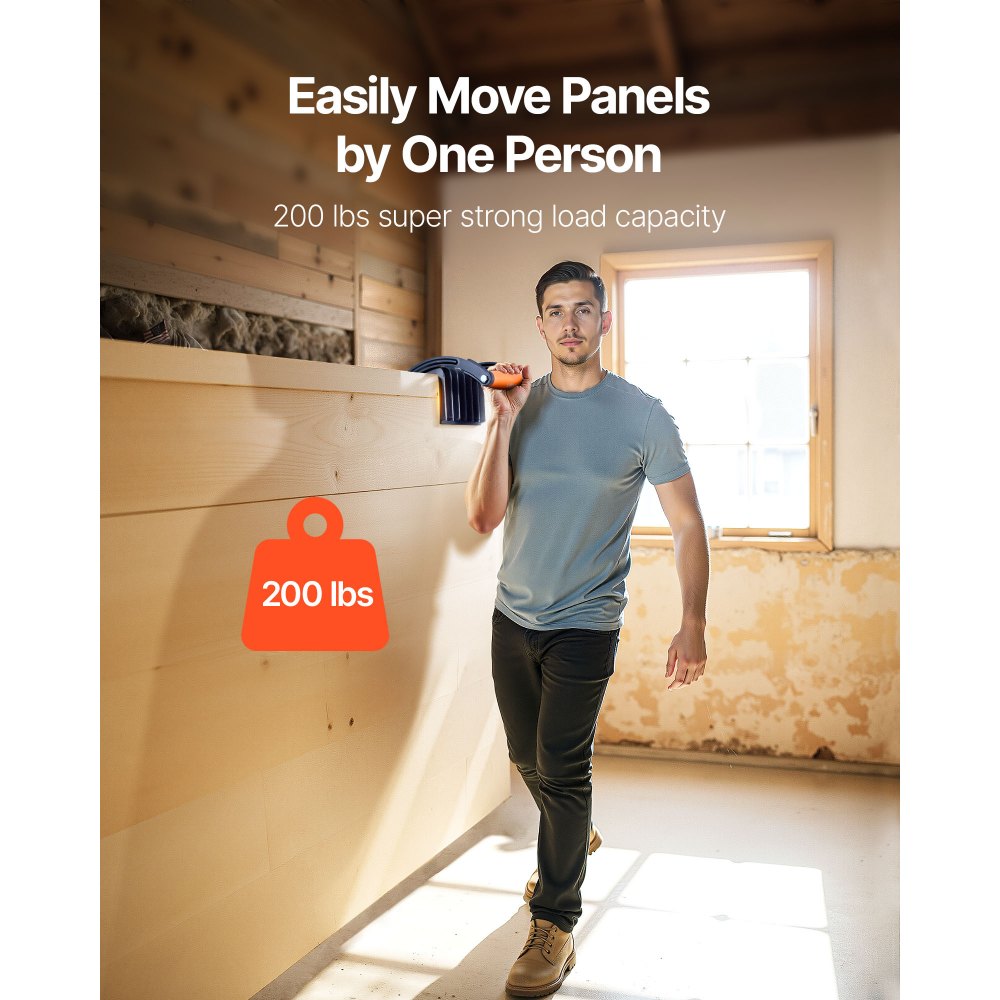 VEVOR 2 PCS Transportador de Contrachapado, Herramienta Ajustable para Paneles de Yeso de 0-25,4 mm de Grosor con Agarres Antideslizantes y una Sola Abrazadera, carga de 90,7 kg para Contrachapado