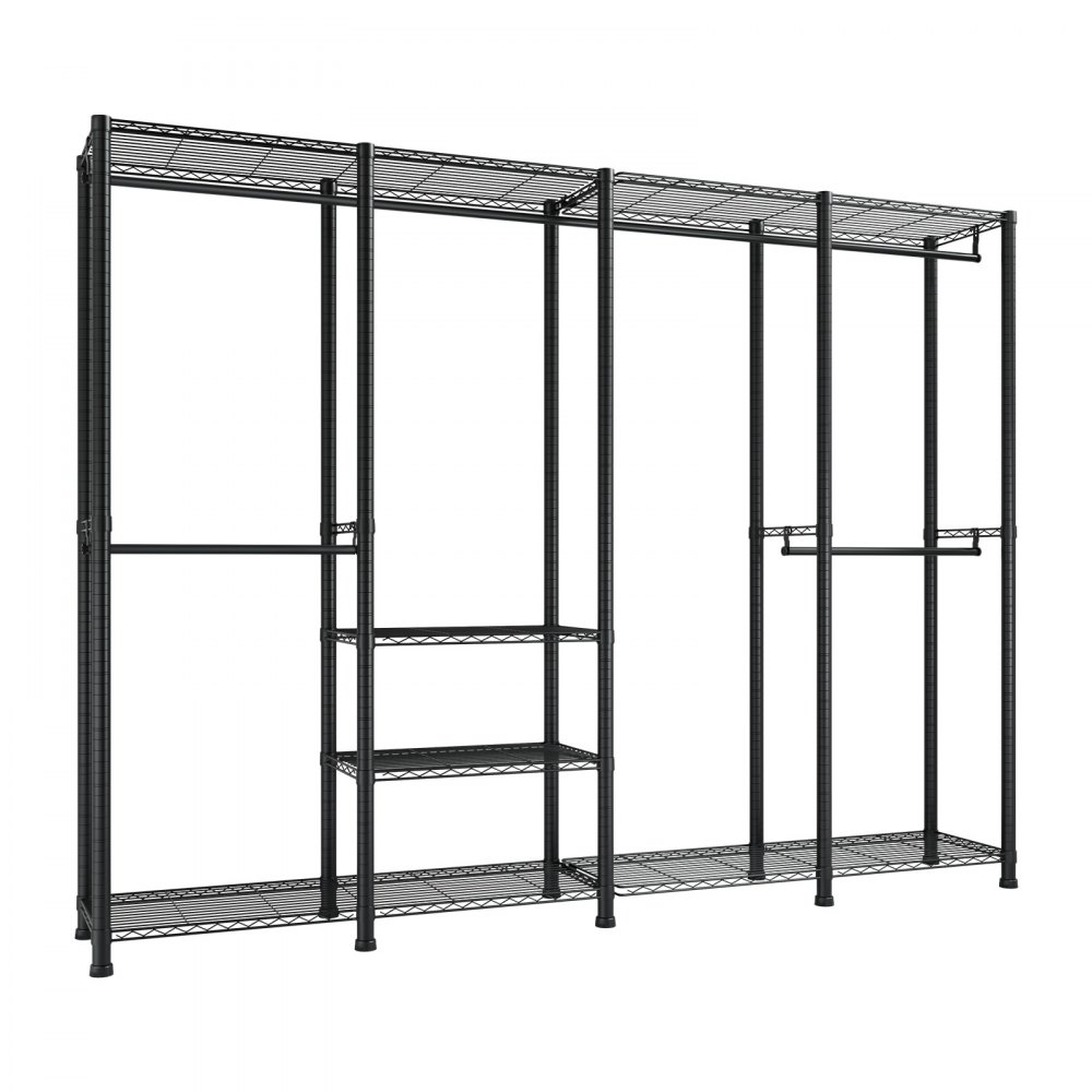 VEVOR Clothing Garment Rack, Heavy Duty Closet Wardrobe, Adjustable Tiers Clothes Racks with Steel Frame, 499 kg Load Capacity Clothes Rack with 4 Hanging Rods for Bedroom, Clothing Store, Hallway