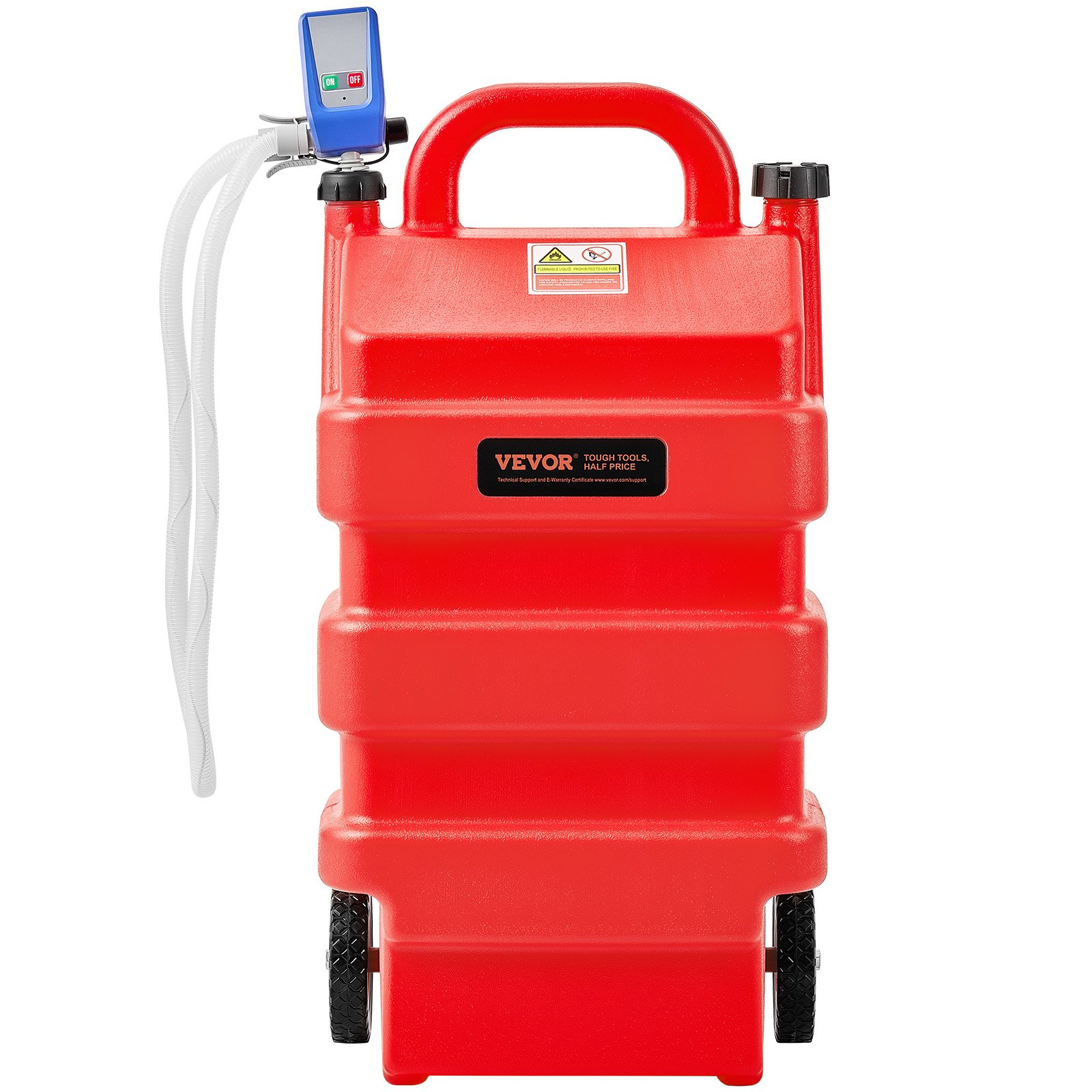 VEVOR Tanque de Combustible de 60,56 L con Bomba de Transferencia de Combustible Eléctrica de 2,5 GPM, Manguera de 1,2 m, Boquilla con Sensor de Parada Automática, para Gasolina y Diésel, Rojo