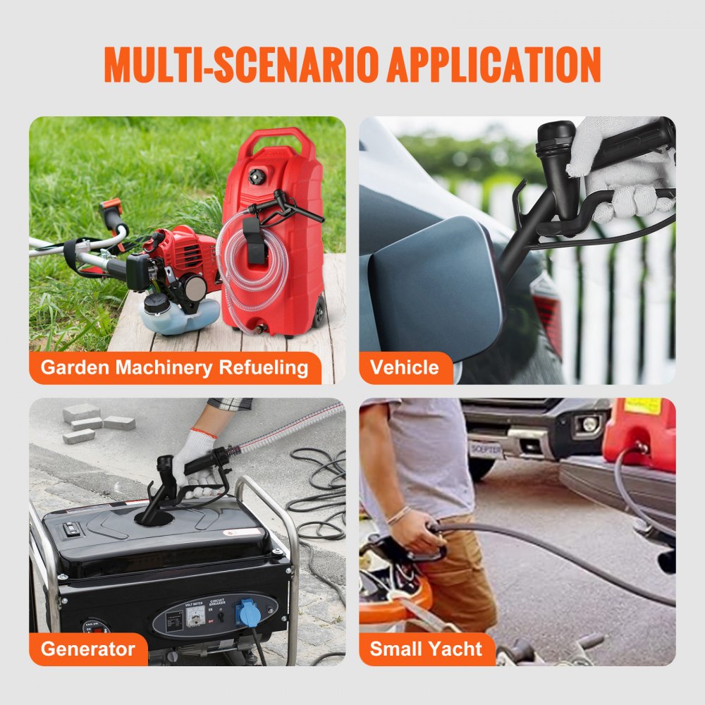 VEVOR Tanque de Combustible Portátil con Ruedas 16 Gal 60L Bidón de Gasolina 2 Piezas con Bomba Manual, Transferencia de Combustible para Gasolina, Diesel, Aceite, Máquina, Cortacésped, Coche, Tractor