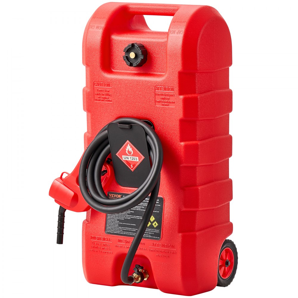 VEVOR Tanque de Combustible Portátil con Modos de Bomba Manual y por Gravedad, Manguera de Suministro de 10 pies, Contenedor de Tanque de Combustible con Ruedas para Lanchas para Gasolina y Diésel