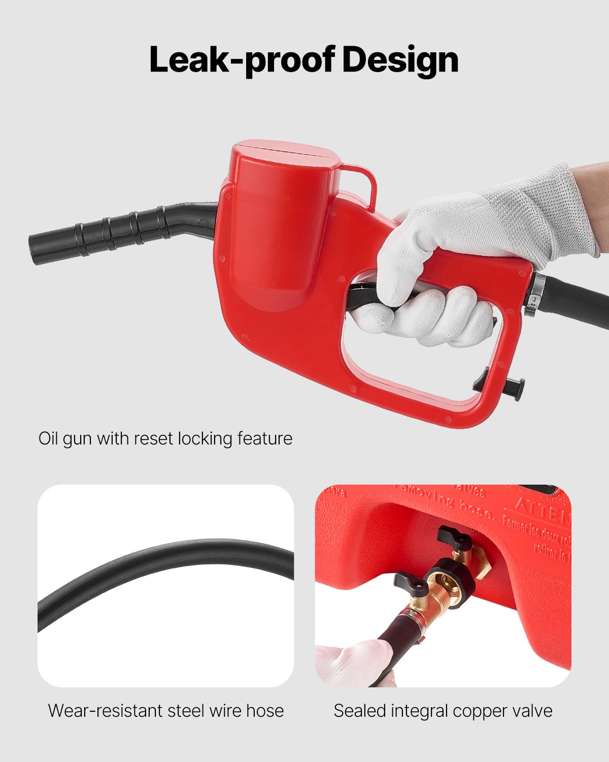 VEVOR Tanque de Combustible Portátil con Modos de Bomba Manual y por Gravedad, Manguera de Suministro de 10 pies, Contenedor de Tanque de Combustible con Ruedas para Lanchas para Gasolina y Diésel