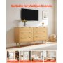 VEVOR Cómoda de Ratán con 3 Cajones, Tiradores y Patas Metálicas, Amplio Espacio de Almacenamiento, Mueble Moderno para Dormitorio, Salón o Recibidor, 800 x 350 x 770 mm, Color Madera Natural