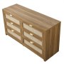 VEVOR Cómoda Bohemia de Ratán con 6 Cajones, Tiradores y Patas Metálicas, Amplio Espacio de Almacenamiento, Mueble Moderno para Dormitorio, Salón o Recibidor, 144,5 x 45 x 79,5 cm, Color Nogal