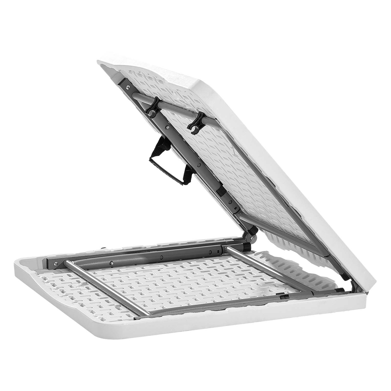 VEVOR Mesa Plegable Plástico Buffet Portátil Multiusos, Rectangular, con Altura Ajustable y Asa Integrada, para Fiestas, Picnics y Camping, Blanco, 1220 x 600 x (480/610/740) mm, a 4 a 6 Adultos